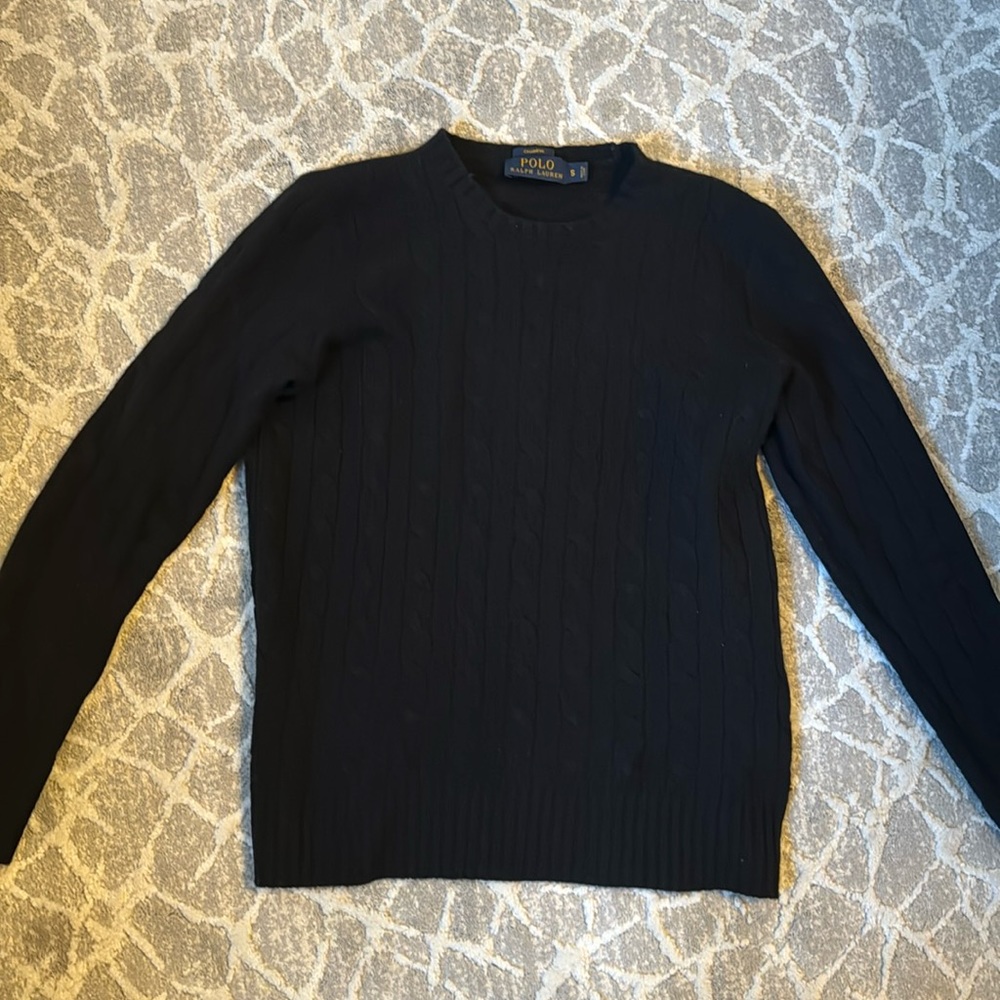 Polo Ralph Lauren Cashmere Cable Knit Sweater in Black.